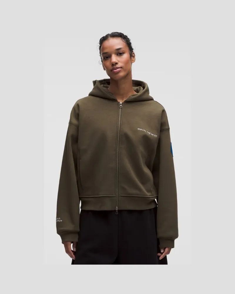LULULEMON x Geoff McFetridge Big Cozy-Hoodie mit Reißverschluss für Frauen – Größe in Olive Brown Olive