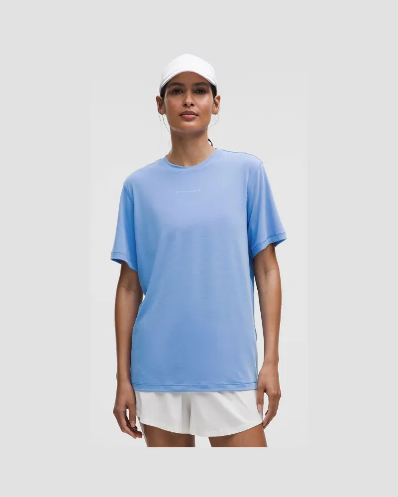 LULULEMON Trainings-Kurzarmshirt aus Jersey Lauf-Grafik für Frauen – Größe in Pool Party Pool