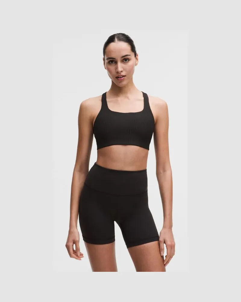 LULULEMON All-Time Hero Gerippter Sport-BH Mittlerer Halt für B/C-Cups für Frauen – Größe in Schwarz Schwarz
