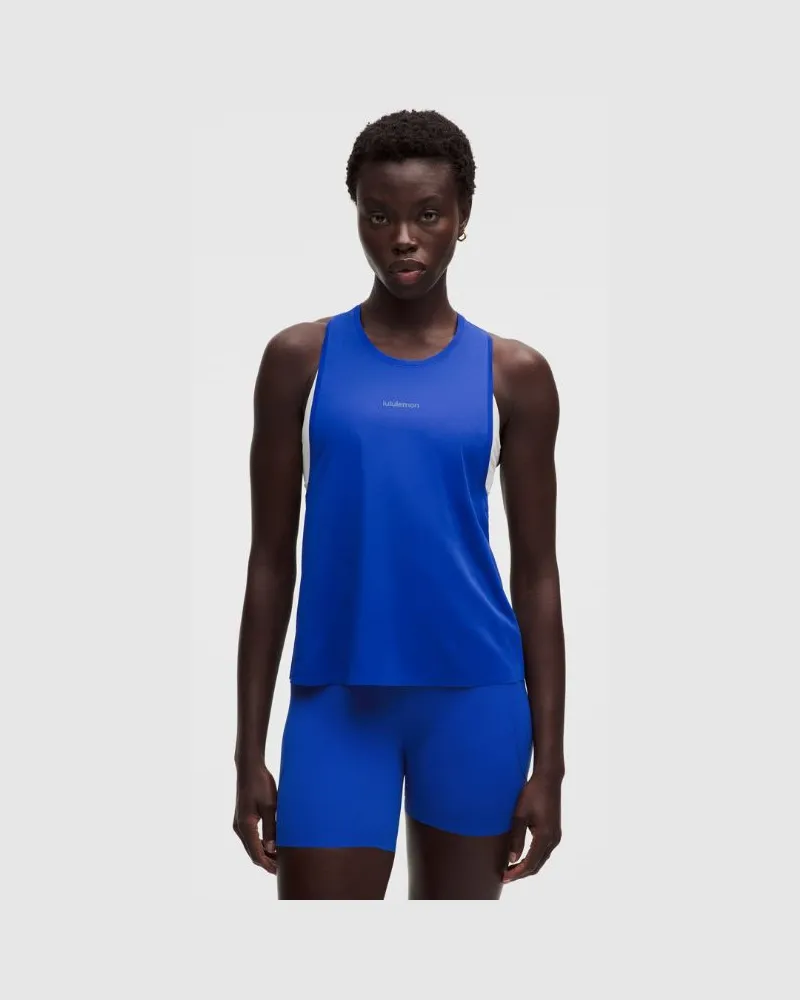 LULULEMON Fast and Free Singlet für Frauen – Größe in Beach Ball Blue Beach
