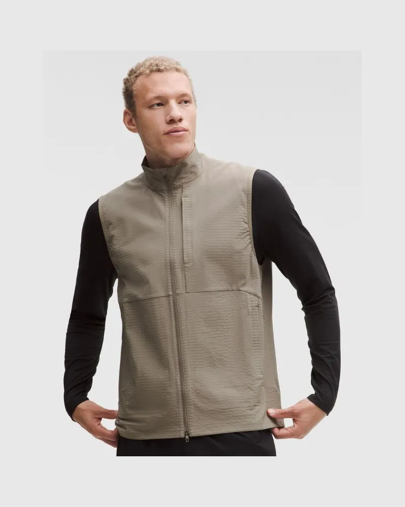 LULULEMON Strukturierte -Weste mit Reißverschluss für Männer – Khaki – Größe Warm