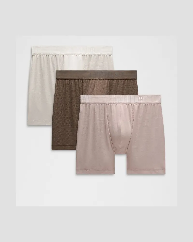 LULULEMON Always In Motion Boxershorts 3er-Pack für Männer – 13 cm – Größe in Walnut Crunch/Ashen Rose/Downtown Tan Walnut