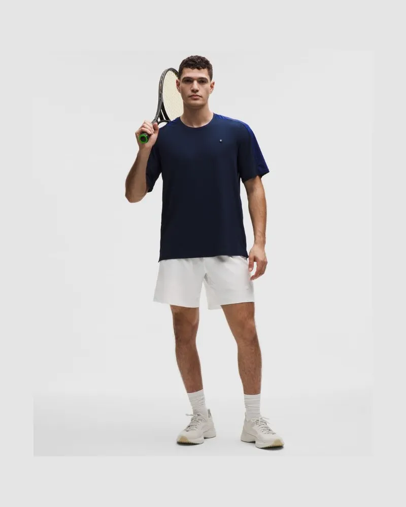 LULULEMON Gestreifte Tennis-Shorts aus für Männer – 18 cm – Größe in White White