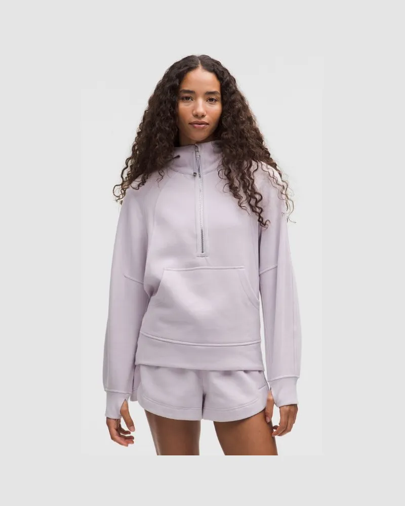 LULULEMON Scuba Langer Oversized-Hoodie mit halblangem Reißverschluss für Frauen – Größe in Faint Lavender/Silver Faint