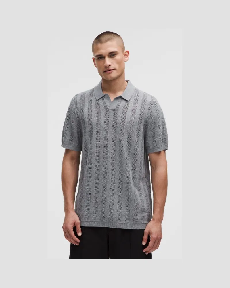LULULEMON Kurzärmliges Poloshirt aus Baumwollgemisch für Männer – Größe in Heathered Light Cast Heathered
