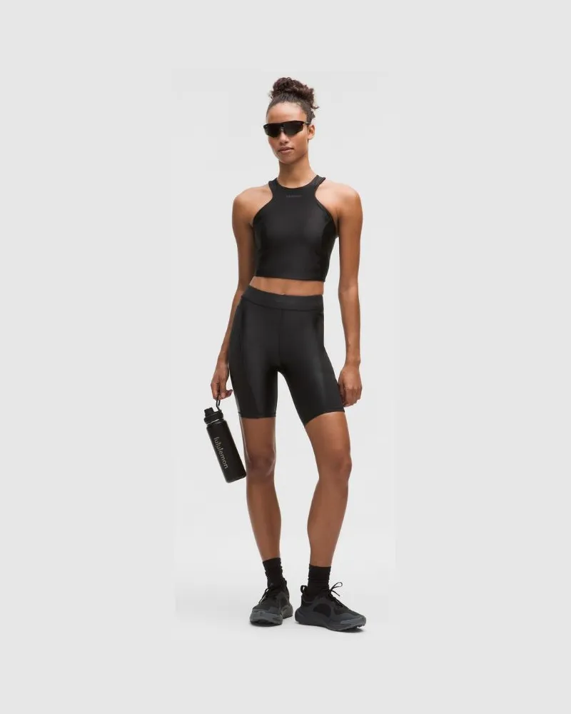 LULULEMON Satin Shine Panelled High-Rise Short Wordmark für Frauen – Größe in Black Black