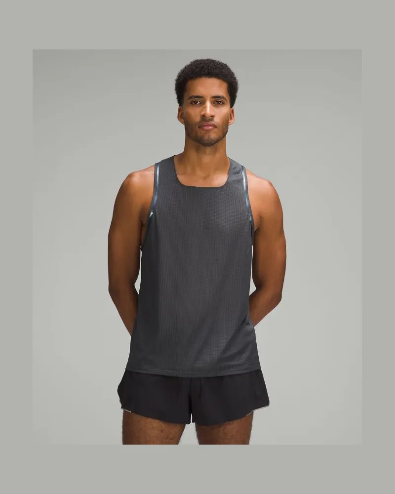 LULULEMON Fast and Free Tanktop Race-Länge für Männer – Größe in Black/Graphite Grey Black