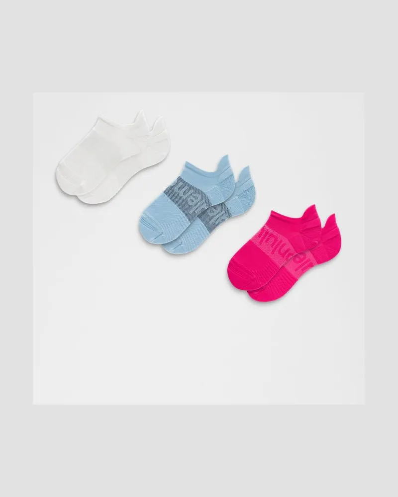 LULULEMON Power Stride Socken mit Knöchelschutz im 3er-Pack – Größe in Flamingo Fun Tone/White/Dreamy Blue Flamingo