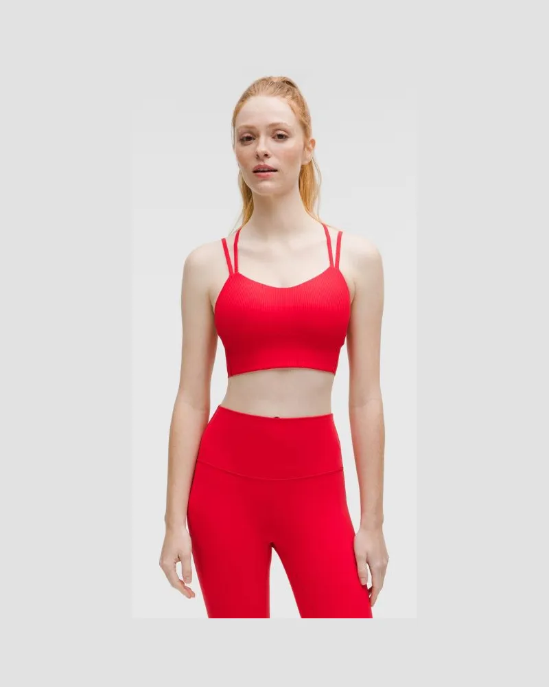 LULULEMON Like a Cloud Gerippter Longline-BH leichter Halt B/C Cups für Frauen – Neon – Größe Lulu