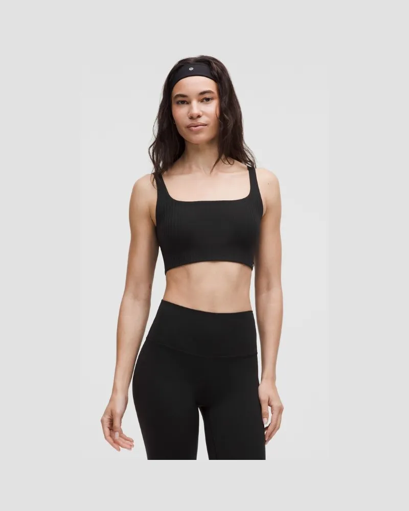 LULULEMON Bend This Gerippter BH mit quadratischem und U-Ausschnitt Leichter Halt für A–C-Cups für Frauen – Größe in Black Black