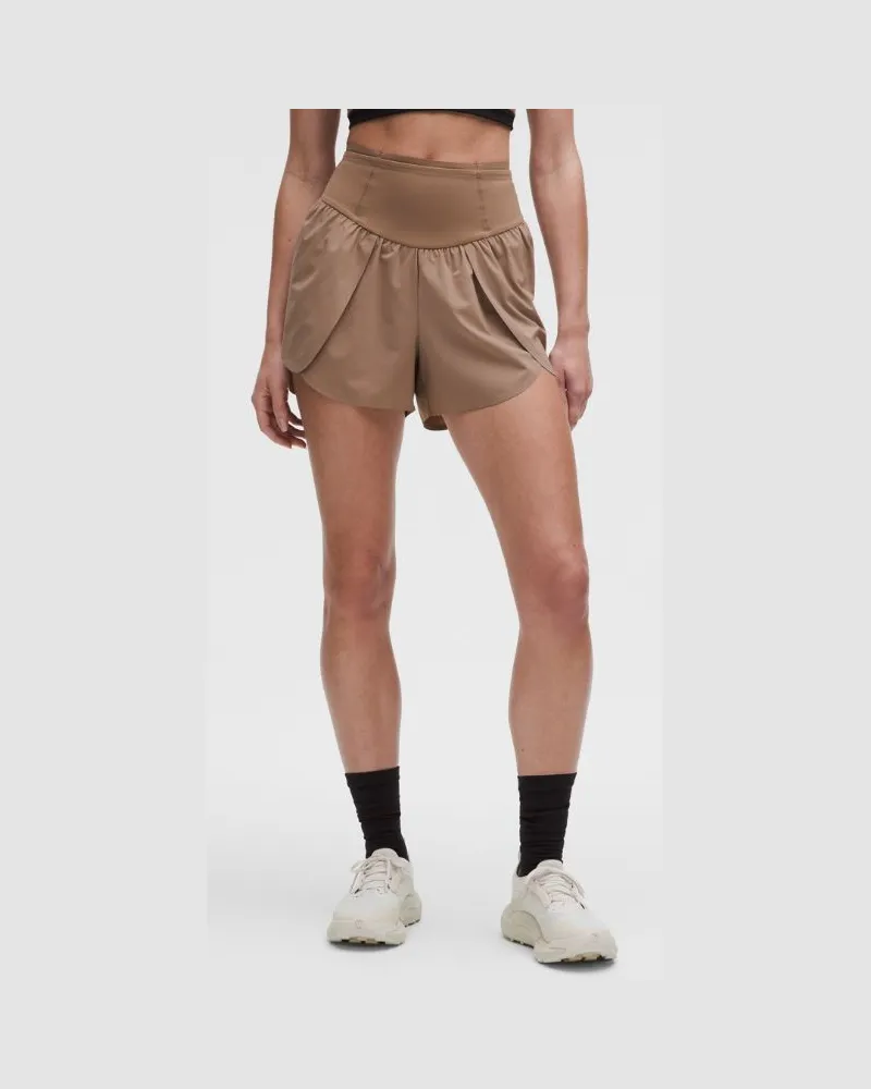 LULULEMON Go Further Shorts mit Schlitz und hohem Bund für Frauen – 8 cm – Größe in Taupetastic Taupetastic