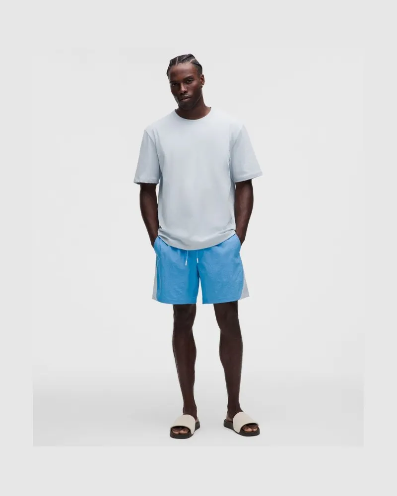 LULULEMON Crinkle Nylon Schwimmshorts Ohne Liner für Männer – 18 cm – Größe in Ocean Wave/Starch Blue/Light Ivory Ocean