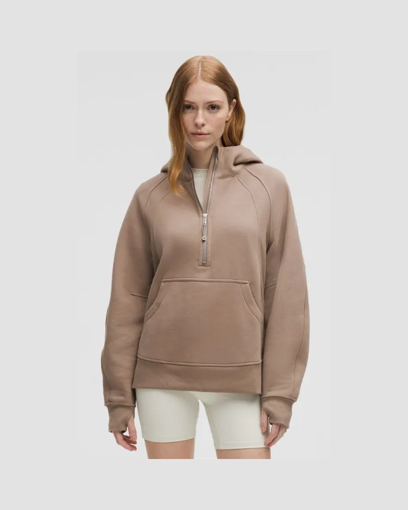 LULULEMON Scuba Langer Oversized-Hoodie mit halblangem Reißverschluss für Frauen – Größe in Taupetastic Taupetastic