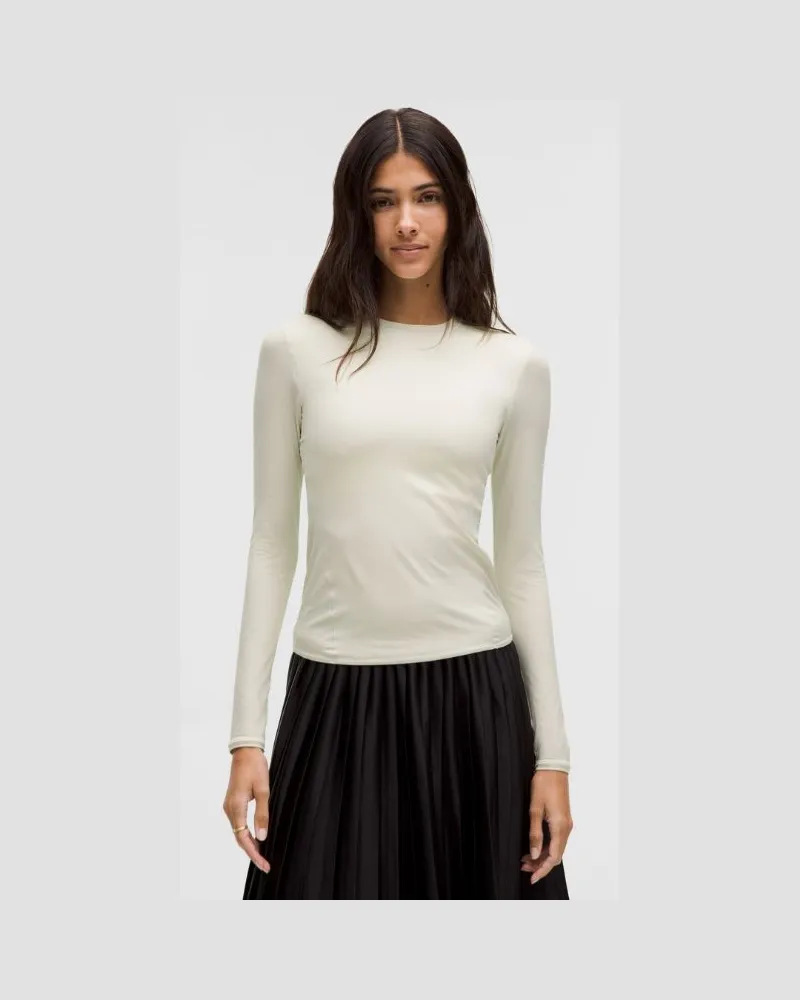 LULULEMON Wundermost Ultraweiches Langarmshirt mit Rundhalsausschnitt aus Nulu für Frauen – Größe in Bone Bone