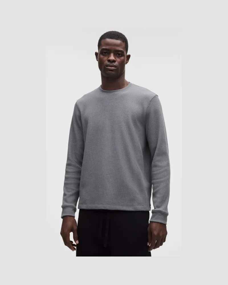 LULULEMON Langarmshirt mit Waffelstrickstruktur aus einer für Männer – Baumwollmischung – Größe in Solar Grey Solar