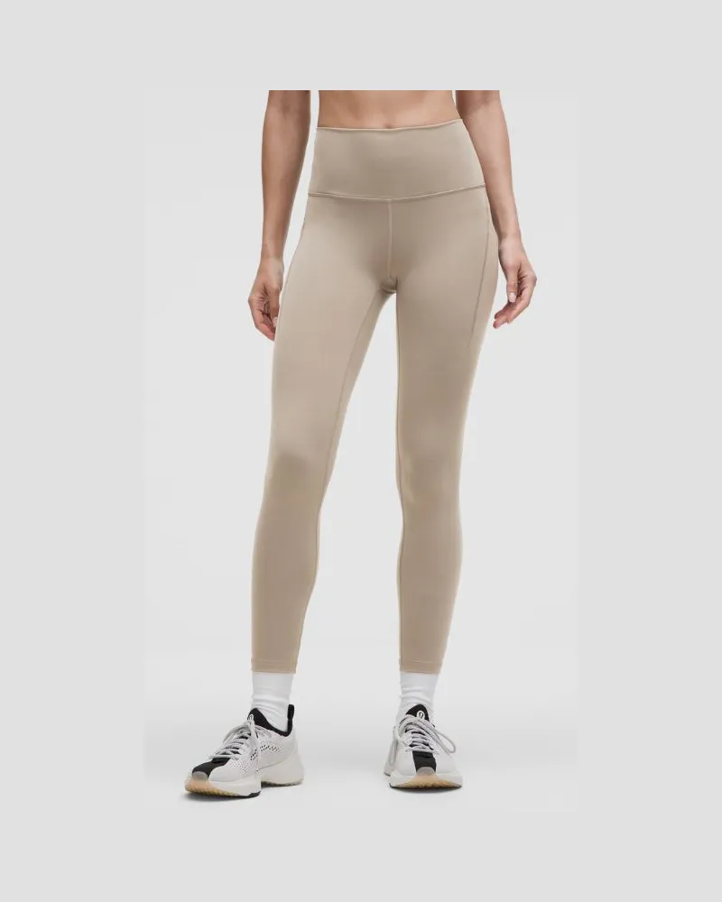 LULULEMON Wunder Train Leggings mit hohem Bund und Taschen für Frauen – 63,5 cm – Khaki – Größe Warm