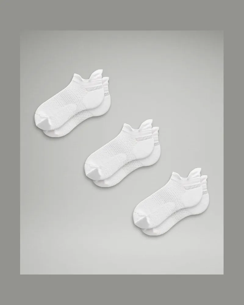LULULEMON MacroPillow Laufsocken mit Knöchelschutz, mittlere Dämpfung 3er-Pack für Männer – Größe in White White