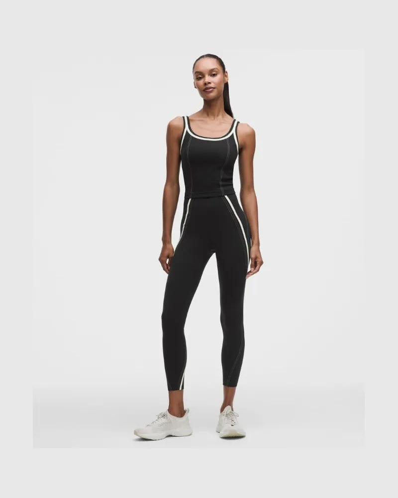 LULULEMON Glow Up Leggings mit superhohem Bund, Paspelierung für Frauen – 64 cm – Größe in Schwarz/Light Ivory Schwarz