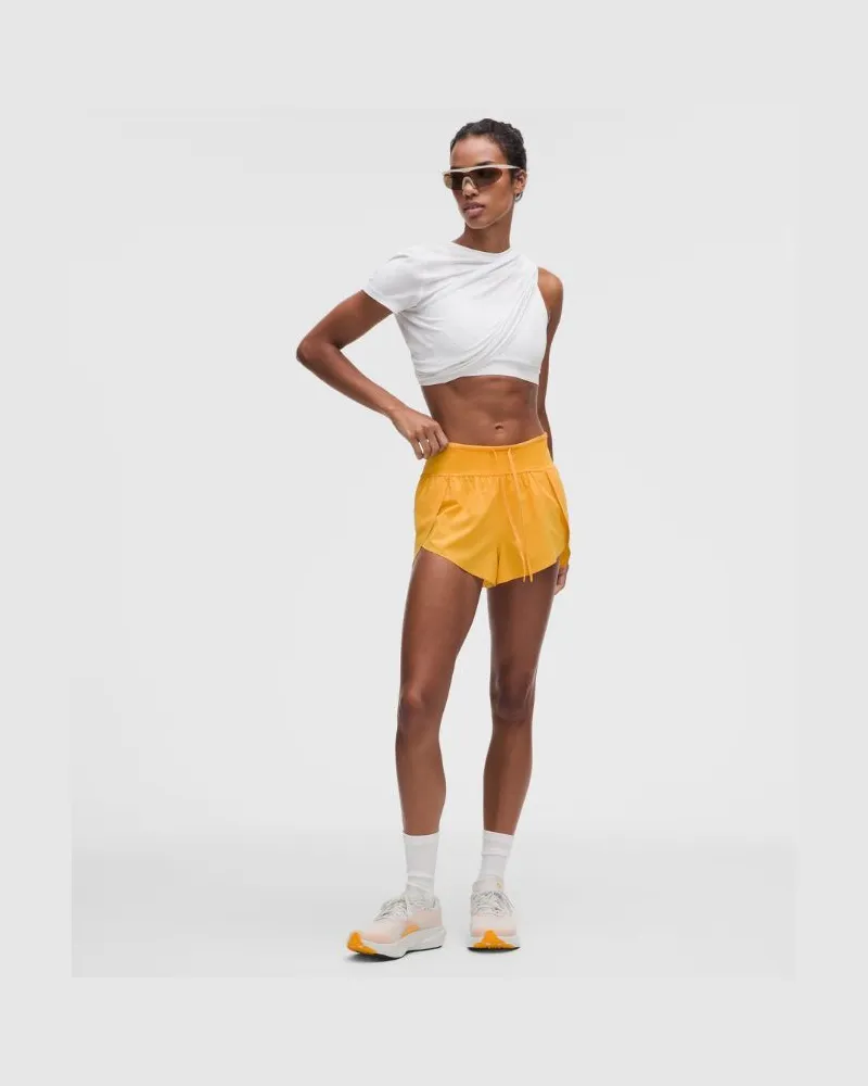 LULULEMON Race-Shorts mit hohem Bund für Frauen – 5 cm – Orange – Größe Mango
