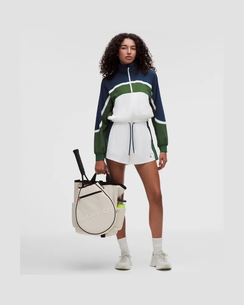 LULULEMON Court Champ Tennisshorts mit Falte und hohem Bund für Frauen – 8 cm – Größe in White/Club Blue/Ivy Grove White