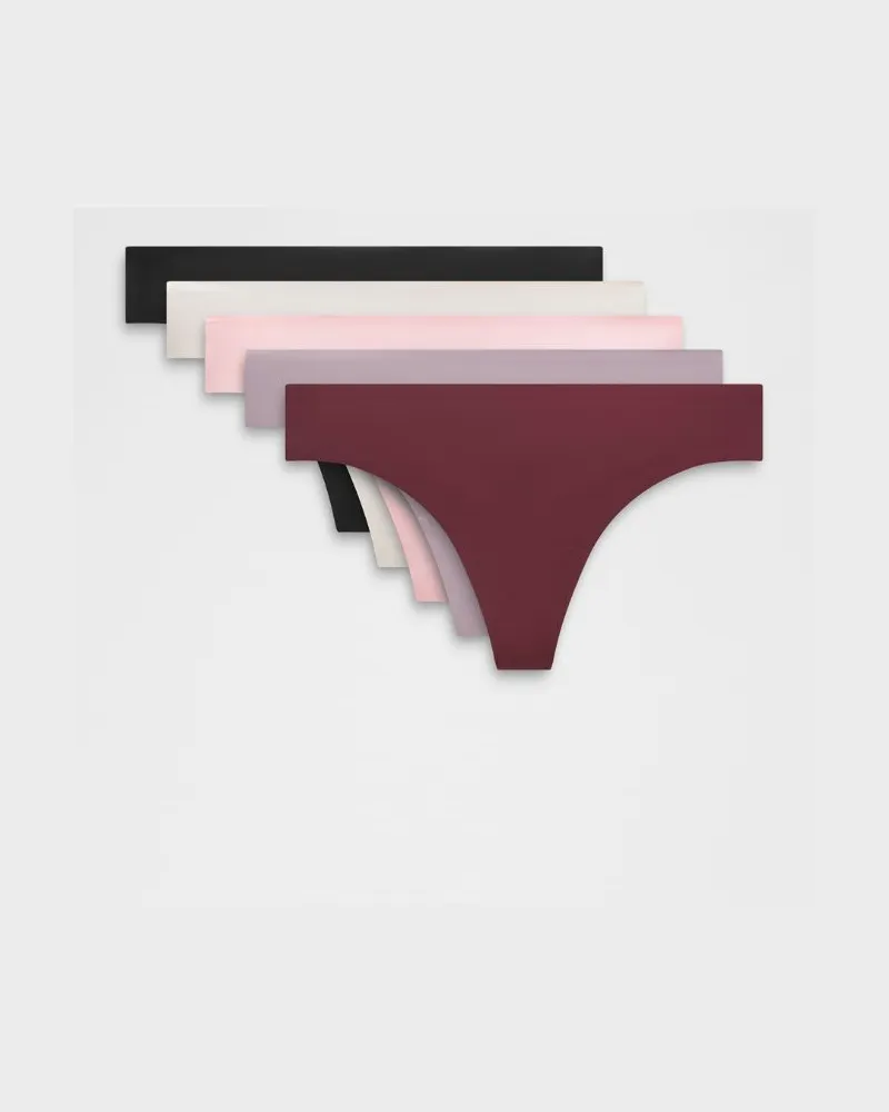 LULULEMON InvisiWear String mit mittelhohem Bund 5er-Pack für Frauen – Größe in Black/Light Ivory/Pink Pearl Black