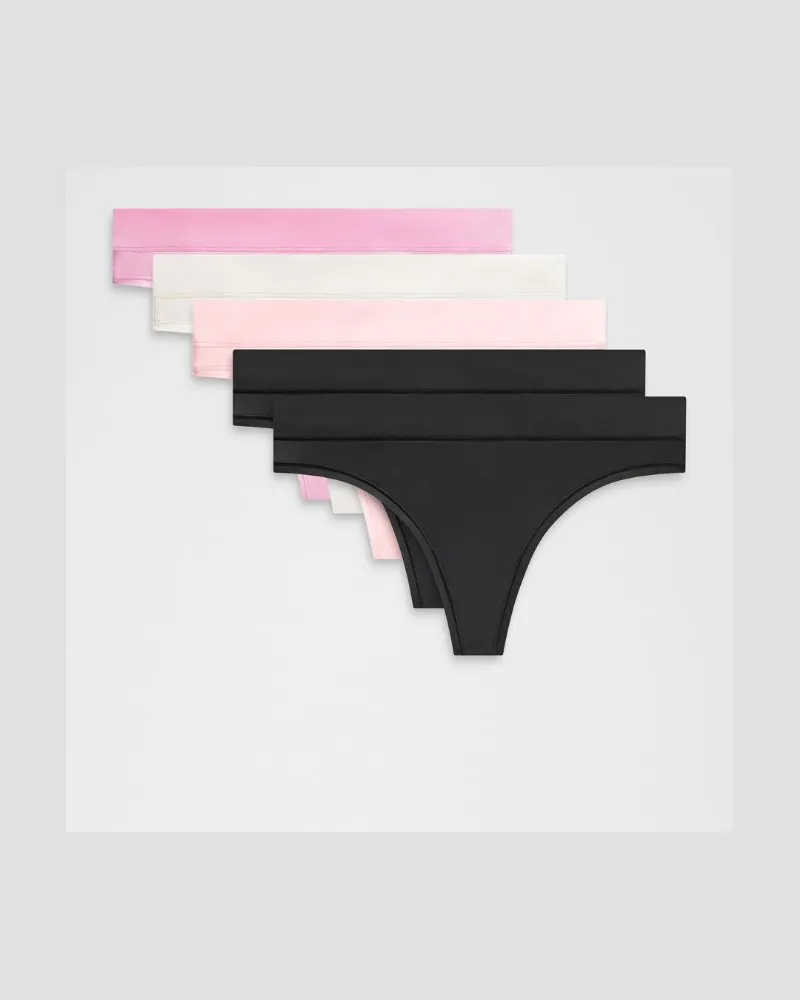 LULULEMON UnderEase String mit mittelhohem Bund 5er-Pack für Frauen – Größe in Black/Light Ivory/Pink Pearl Black