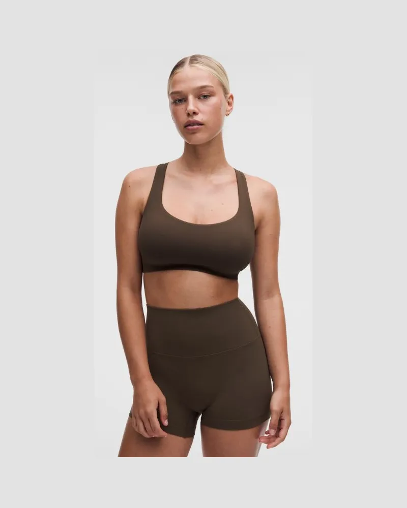 LULULEMON FlexyFlex Yoga-BH mit überkreuzten Trägern Leichter Halt für D–DD-Cups für Frauen – Größe in Walnut Crunch Walnut