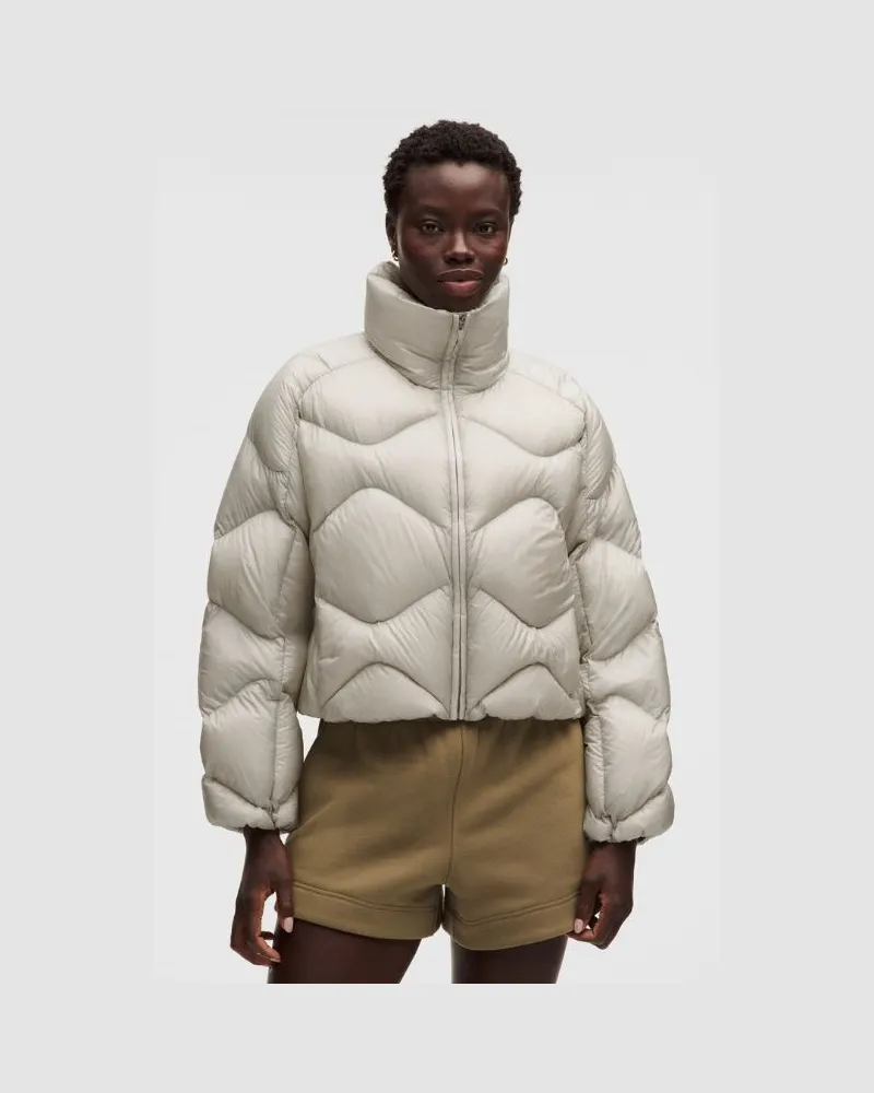 LULULEMON e Featherweight-Crop-Pufferjacke für Frauen – Größe in Hailstone Grey Hailstone