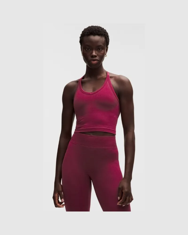 LULULEMON Get Low Trainings-Tanktop mit überkreuzten Trägern Leichter Halt für B/C-Cups für Frauen – Größe in Raspberry Rave/Berry Red Raspberry