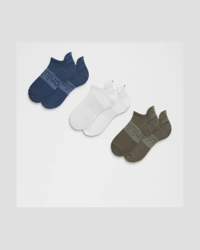 LULULEMON Power Stride Socken mit Knöchelschutz im 3er-Pack – Größe in Army Green/White/Blue Twill Army