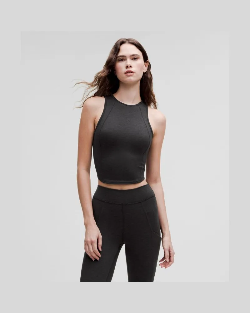 LULULEMON Softy Suedey Crop-Tanktop mit Rundhalsausschnitt für Frauen – Größe in Black Black