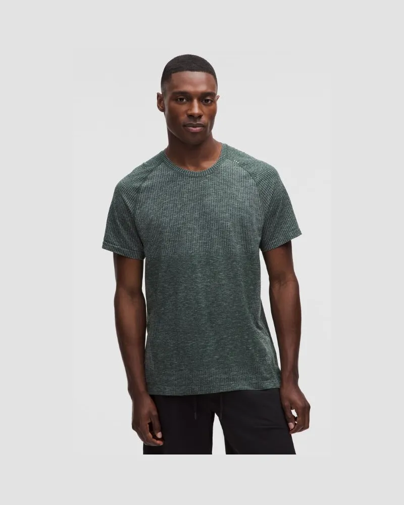 LULULEMON Metal Vent Tech T-Shirt für Männer – Größe in Starch Blue/Rainforest Green Starch