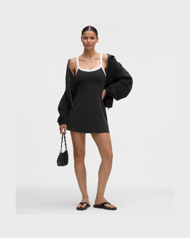 LULULEMON Align Kleid mit Spaghettiträgern und geripptem Besatz für Frauen – Größe in Schwarz/Weiß Schwarz