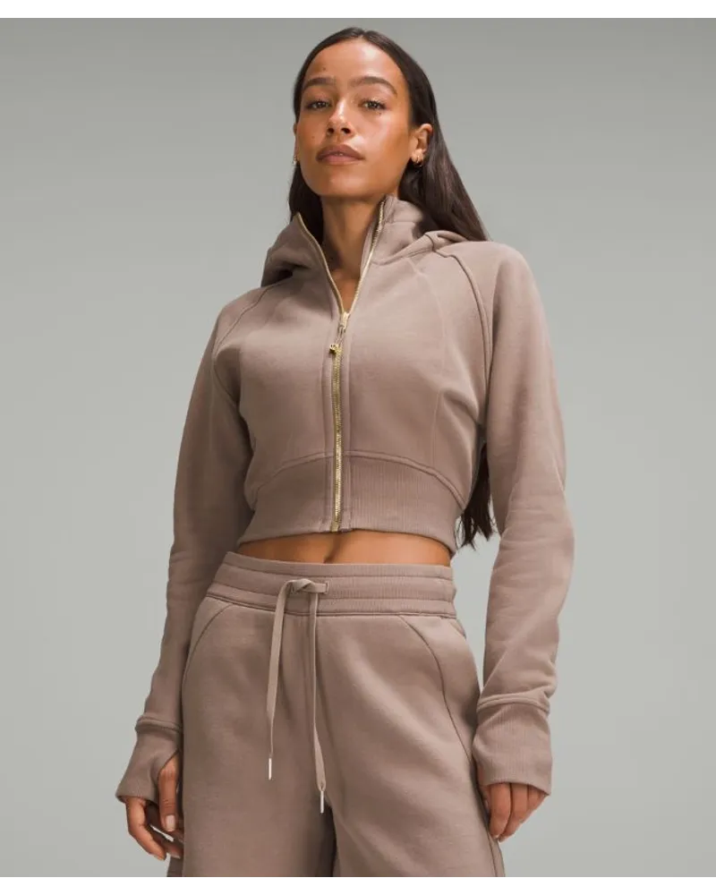 LULULEMON Scuba Crop-Hoodie mit durchgehendem Reißverschluss Taupetastic