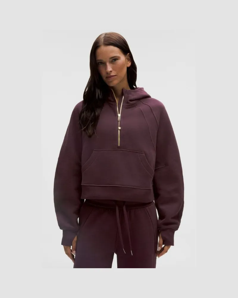 LULULEMON Scuba Oversized-Hoodie mit halblangem Reißverschluss für Frauen – Größe in Black Plum/Gold Black
