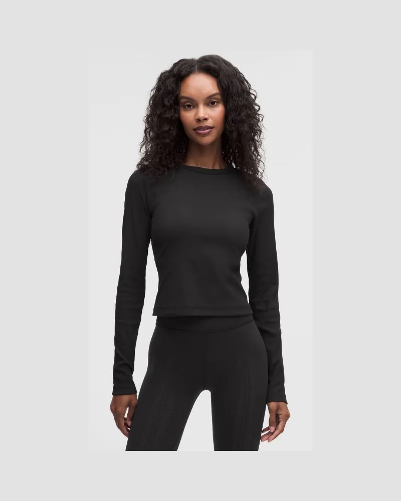 LULULEMON Geripptes Little-Langarmshirt für Frauen – Größe in Schwarz Schwarz