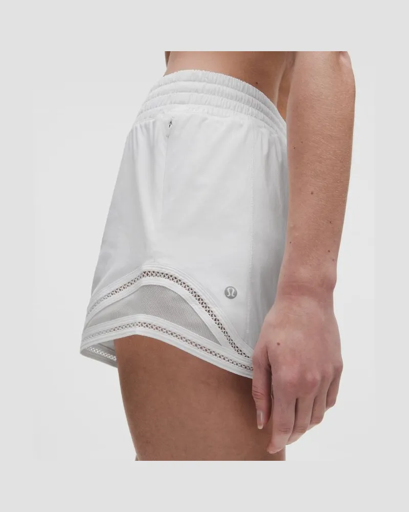 LULULEMON Hotty Hot Shorts mit Liner und hohem Bund Spitzenbesatz für Frauen – 10 cm – Größe in White White