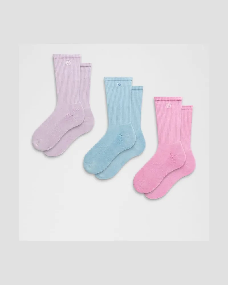 LULULEMON Daily Essential Crew-Socken Unisex 3er-Pack – Größe in Sweet Sorbet/Seafoam/Lilac Play Sweet