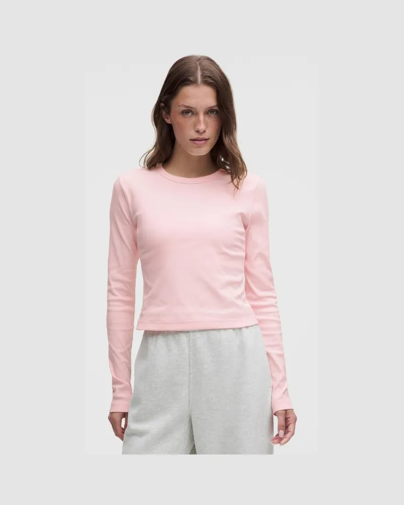 LULULEMON Geripptes Little-Langarmshirt für Frauen – Größe in Pink Pearl Pink