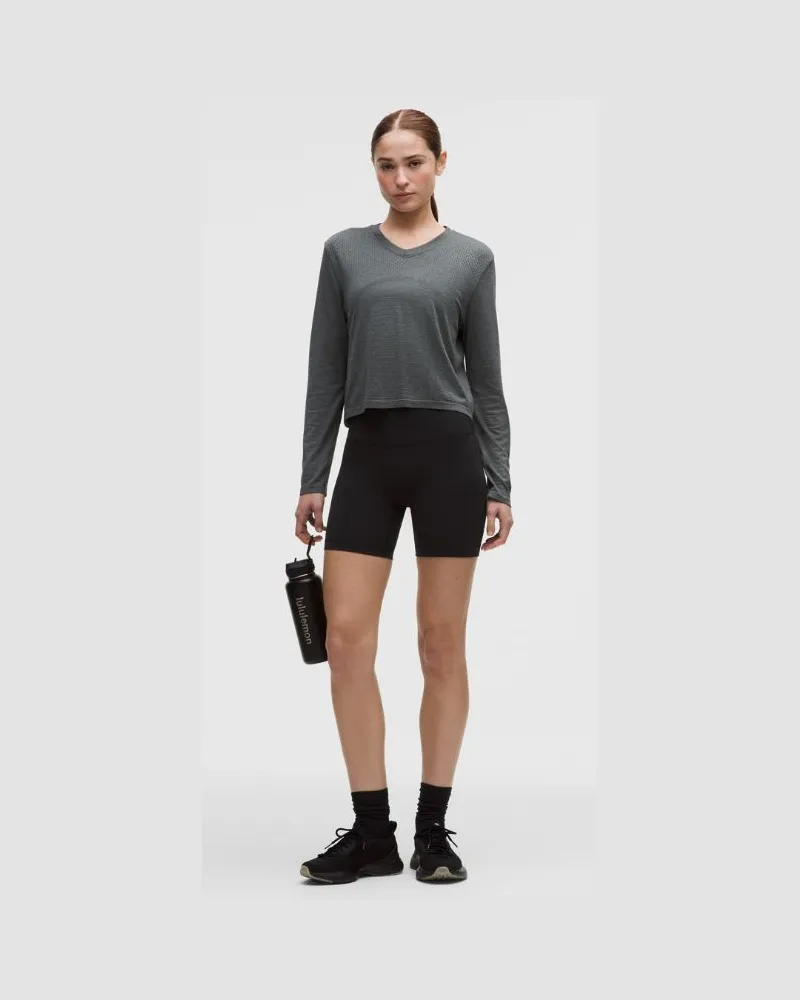 LULULEMON Wunder Train No Line Shorts mit hohem Bund für Frauen – 15 cm – Größe 8 in Schwarz Schwarz