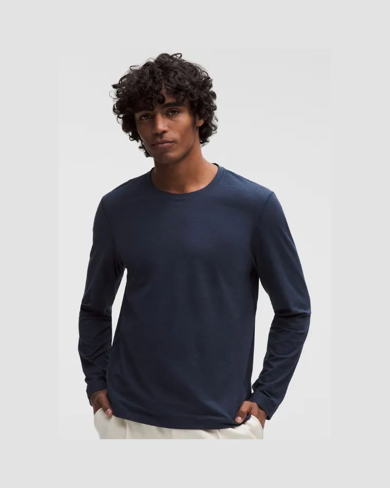 LULULEMON Soft Jersey Langarmshirt für Männer – Größe in Heathered True Navy/Heathered Club Blue Heathered