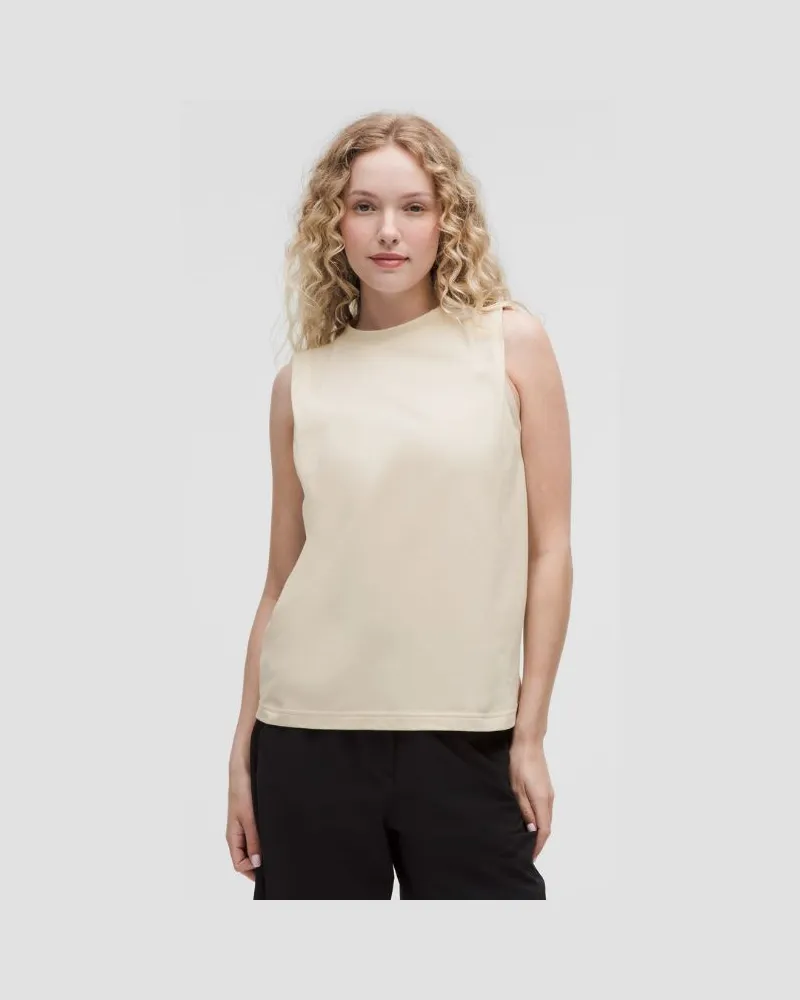 LULULEMON Tanktop aus Baumwoll-Jersey mit Ziernaht für Frauen – Größe in Light Ivory/Natural Ivory Light