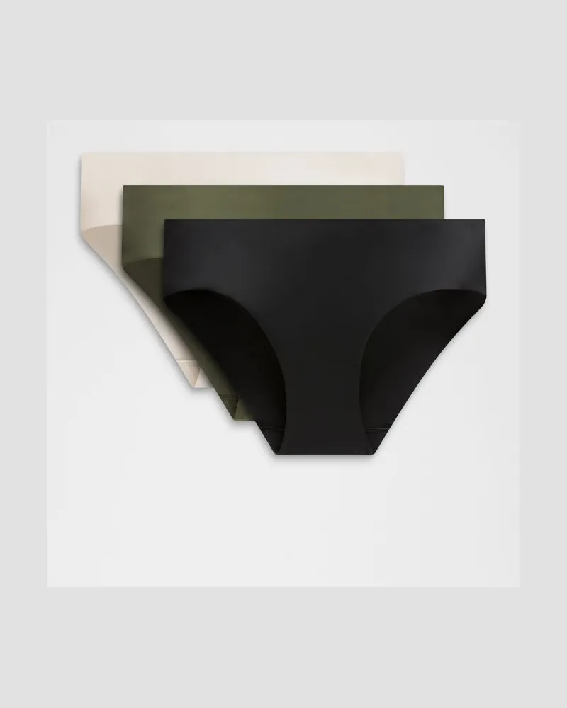 LULULEMON InvisiWear Bikini-Unterwäsche mit mittelhohem Bund 3er-Pack für Frauen – Größe in Black/Light Ivory/Sassy Sage Black