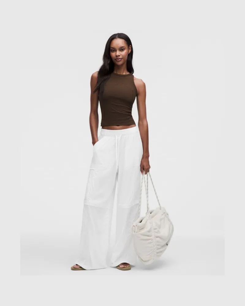 LULULEMON Dance Studio Hose mit hohem Bund, weitem Bein und Belüftung für Frauen – Größe in Weiß Weiß