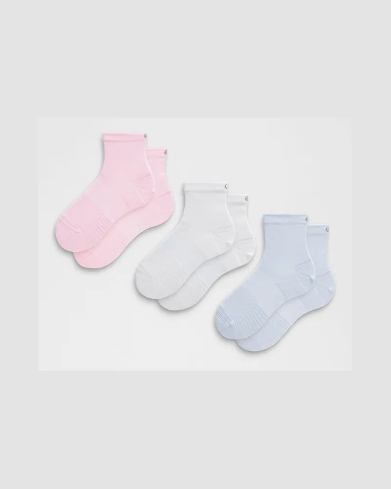 LULULEMON Unisex Power Stride Sneaker Socken 3er-Pack – Größe in Serene Blue/White/Blissful Pink Serene