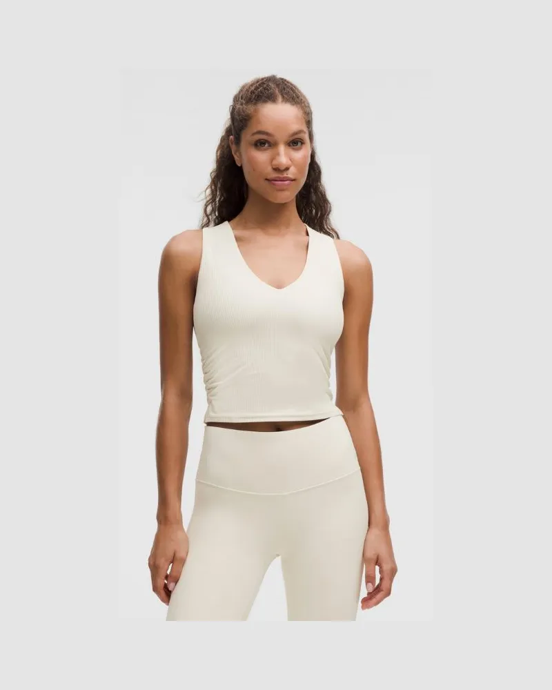 LULULEMON All It Takes Tanktop mit V-Ausschnitt mit leichtem Halt für B–D-Cups Geripptes Nulu für Frauen – Größe in Light Ivory Light