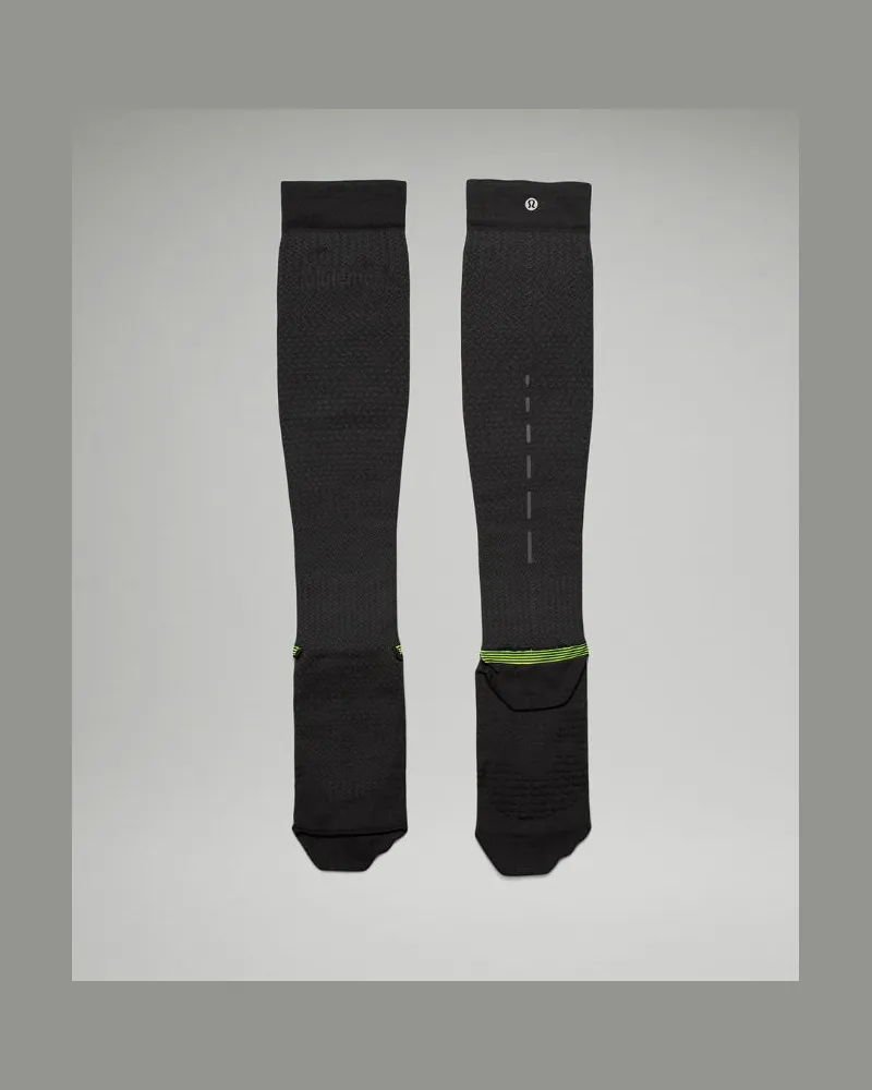 LULULEMON MicroPillow Kniehohe Kompressions-Laufsocken Leicht dämpfend für Männer – Größe in Black/Highlight Yellow Black