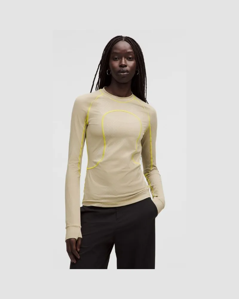 LULULEMON Jacquard-Langarmshirt im Tight Fit SLNSH Kollektion für Frauen – Größe in From Afar Jacquard Sheer Oak White From