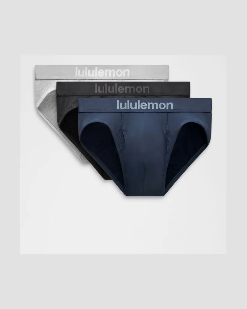 LULULEMON Always In Motion Slip 3er-Pack für Männer – Größe 2XL in Schwarz/True Navy/Heathered Silver Drop Schwarz