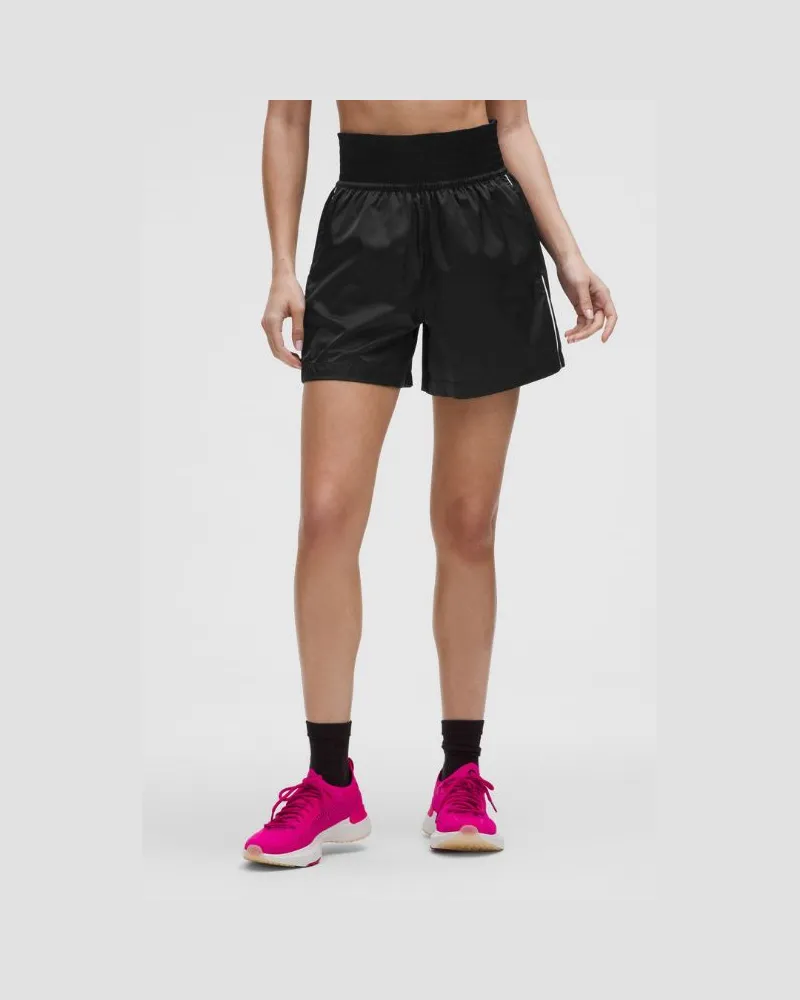 LULULEMON Shorts mit superhohem Bund aus Stretch-Nylon-Satin für Frauen – 13 cm – Größe in Black/White Black